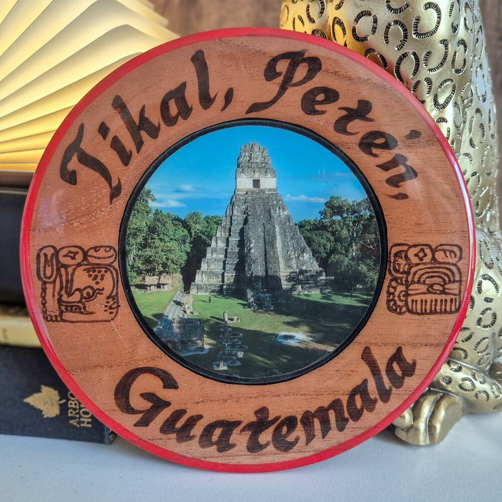 Tikal Guatemala Maya Glyph Wooden Wall Plaque Temple I